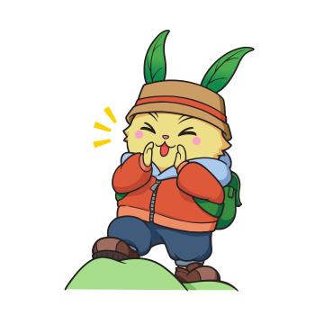 ちゃちゃまるが登山をしている