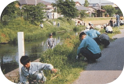 区民あげての清掃活動の様子